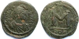 SB15 Anastasius I. Follis. Constantinople