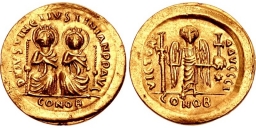 SB115B Justin I and Justinian I. Solidus. Constantinople