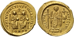 SB120 Justin I and Justinian I. Solidus. Constantinople