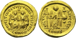 SB122 Justin I and Justinian I. Solidus. Constantinople