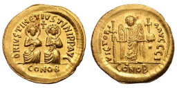SB124 Justin I and Justinian I. Solidus. Constantinople
