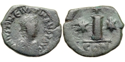 SB126B Justin I and Justinian I. Decanummium (10 nummi). Constantinople