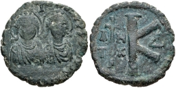 SB131 Justin I and Justinian I. Half follis (20 nummi). Antioch (Theoupolis)