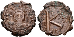 SB174 Justinian I. Half follis (20 nummi). Thessalonica