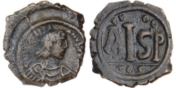 SB182A Justinian I. 16 nummi. Thessalonica