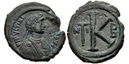 SB202 Justinian I. Half follis (20 nummi). Nicomedia
