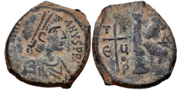 SB226 Justinian I. Half follis (20 nummi). Antioch (Theoupolis)