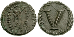 SB309 Justinian I. Pentanummium (5 nummi). Rome