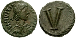 SB337 Justinian I. Pentanummium (5 nummi). Uncertain