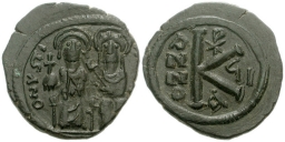SB361 Justin II. Half follis (20 nummi). Constantinople
