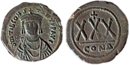 SB432 Tiberius II Constantine. 3/4 follis (30 nummi). Constantinople