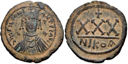 SB442 Tiberius II Constantine. 3/4 follis (30 nummi). Nicomedia