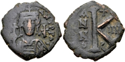 SB450 Tiberius II Constantine. Half follis (20 nummi). Antioch (Theoupolis)