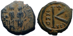 SB507 Maurice Tiberius. Half follis (20 nummi). Thessalonica