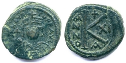 SB577 Maurice Tiberius. Half follis (20 nummi). Constantina in Numidia