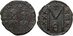 SB1665 Theophilus. Follis. Constantinople
