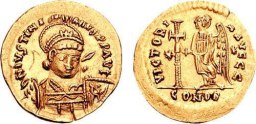 SB173A Justinian I. Solidus. Thessalonica