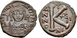 SB203 Justinian I. Half follis (20 nummi). Nicomedia