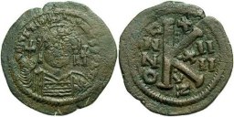 SB208 Justinian I. Half follis (20 nummi). Cyzicus