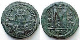 SB221 Justinian I. Follis. Antioch (Theoupolis)