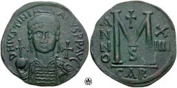SB261 Justinian I. Follis. Carthage