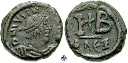 SB389 Justin II. Dodecanummium (12 nummi). Alexandria