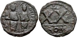 SB404 Justin II. Half follis (20 nummi). Rome