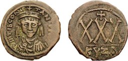 SB445 Tiberius II Constantine. 3/4 follis (30 nummi). Cyzicus