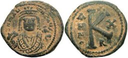 SB535 Maurice Tiberius. Half follis (20 nummi). Antioch (Theoupolis)