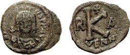 SB598 Maurice Tiberius. Half follis (20 nummi). Ravenna