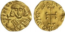 SB1490 Theodosius III of Adramytium. Tremissis. Constantinople