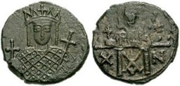 SB1598 Constantine VI and Irene. Follis. Constantinople