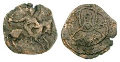 SB2558 Manuel II Palaeologus. Tornese. Constantinople