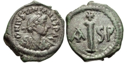 SB183A Justinian I. 16 nummi. Thessalonica