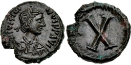 SB308A Justinian I. Decanummium (10 nummi). Rome