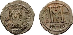 SB218 Justinian I. Follis. Antioch (Theoupolis)