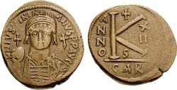 SB266 Justinian I. Half follis (20 nummi). Carthage