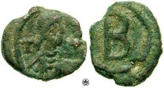 SB277 Justinian I. 2 nummi. Carthage